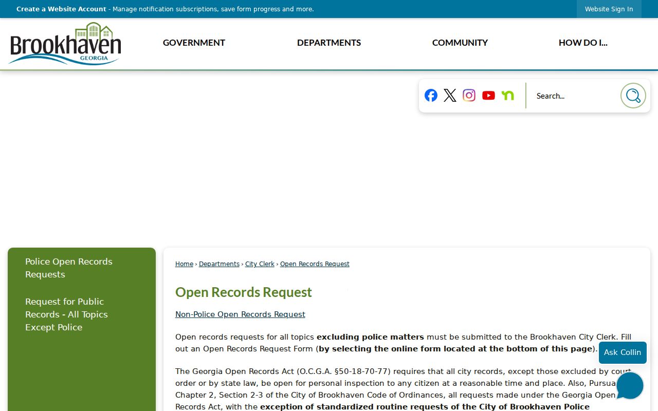 Brookhaven people search open records request page