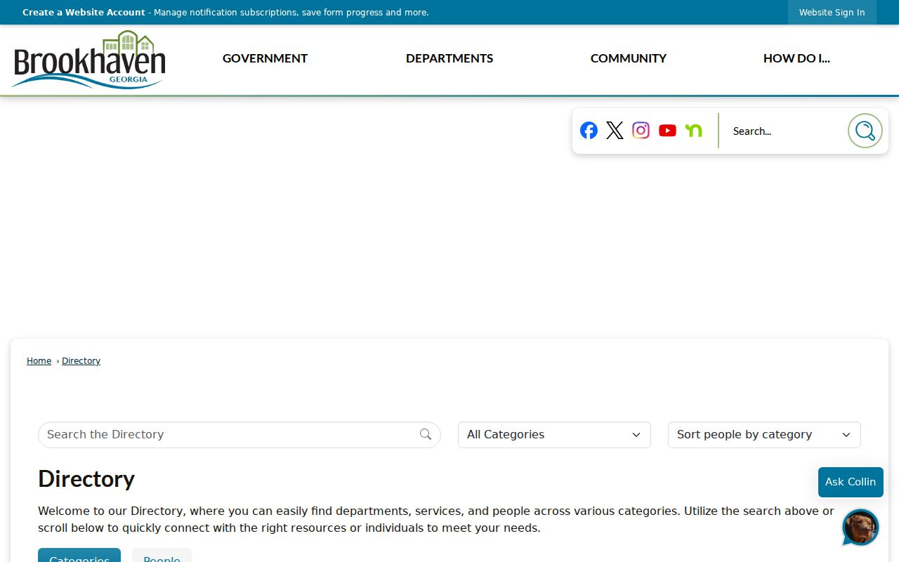 Brookhaven people directories city staff search screen